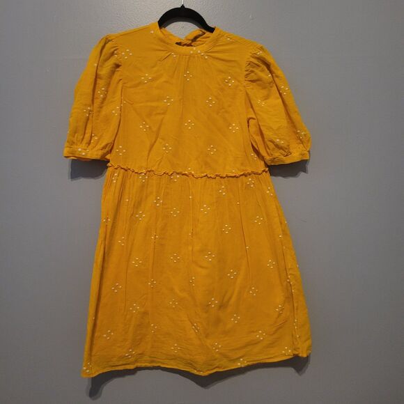 Vero Moda Yellow Prairie Dress Cotton Linen Lined Cottagecore Women's Small - Picture 13 of 14